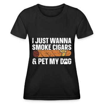 Cigare et chiens fumant des toabacos - T-shirt sport Femme - noir - Devant - AI Model Female 172 light (172cm)