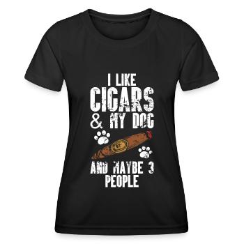 Cigare et chiens fumant des toabacos - T-shirt sport Femme - noir - Devant - AI Model Female 172 light (172cm)