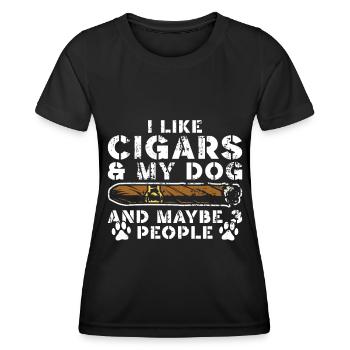 Cigare et chiens fumant des toabacos - T-shirt sport Femme - noir - Devant - AI Model Female 172 light (172cm)