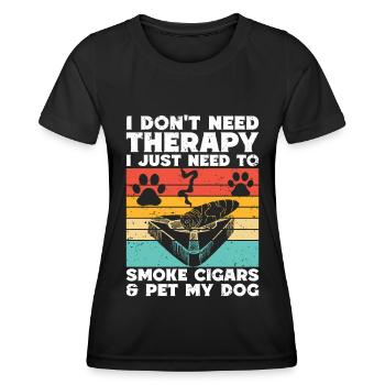 Cigare et chiens fumant des toabacos - T-shirt sport Femme - noir - Devant - AI Model Female 172 light (172cm)