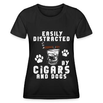 Cigare et chiens fumant des toabacos - T-shirt sport Femme - noir - Devant - AI Model Female 172 light (172cm)