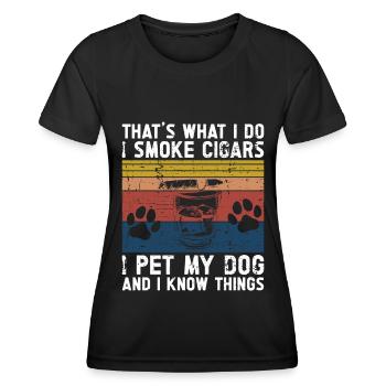 Cigare et chiens fumant des toabacos - T-shirt sport Femme - noir - Devant - AI Model Female 172 light (172cm)