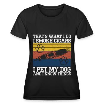 Cigare et chiens fumant des toabacos - T-shirt sport Femme - noir - Devant - AI Model Female 172 light (172cm)
