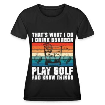 Bourbon & Golf Whikey Golfspieler Golfer - Women's Functional T-Shirt - black - Front - AI Model Female 172 light (172cm)