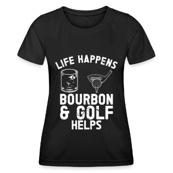 Bourbon & Golf Whikey Golfspieler Golfer - Women's Functional T-Shirt - black - Front - AI Model Female 172 light (172cm)