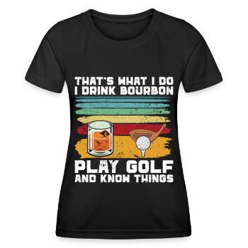 Bourbon & Golf Whikey Golfspieler Golfer - Women's Functional T-Shirt - black - Front - AI Model Female 172 light (172cm)