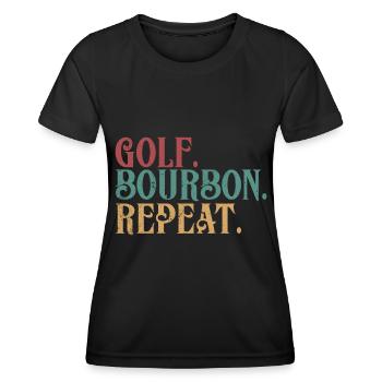 Bourbon & Golf Whikey Golfspieler Golfer - Women's Functional T-Shirt - black - Front - AI Model Female 172 light (172cm)