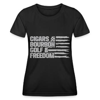 Bourbon & Golf Whikey Golfspieler Golfer - Women's Functional T-Shirt - black - Front - AI Model Female 172 light (172cm)