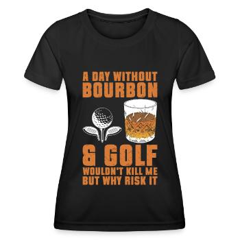 Bourbon & Golf Whikey Golfspieler Golfer - Women's Functional T-Shirt - black - Front - AI Model Female 172 light (172cm)