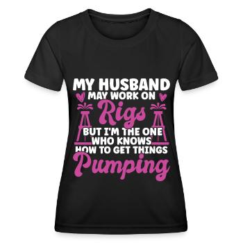Ölfeldarbeiter Rig Roughneck Ölfeldfrau - Frauen Funktions-T-Shirt - Schwarz - Vorne - AI Model Female 172 light (172cm)