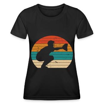 Baseballfänger Baseballspieler Pitcher - Frauen Funktions-T-Shirt - Schwarz - Vorne - AI Model Female 172 light (172cm)