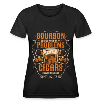 Bourbon Cigares Whisky Cigares Lounge Lovers - T-shirt sport Femme - noir - Devant - AI Model Female 172 light (172cm)
