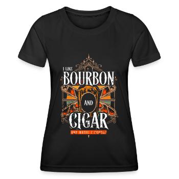 Bourbon Cigares Whisky Cigares Lounge Lovers - T-shirt sport Femme - noir - Devant - AI Model Female 172 light (172cm)