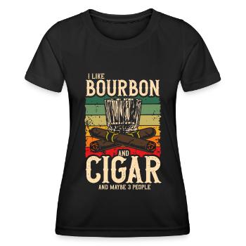 Bourbon Cigares Whisky Cigares Lounge Lovers - T-shirt sport Femme - noir - Devant - AI Model Female 172 light (172cm)