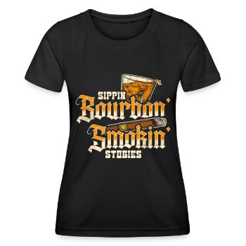 Bourbon Cigares Whisky Cigares Lounge Lovers - T-shirt sport Femme - noir - Devant - AI Model Female 172 light (172cm)