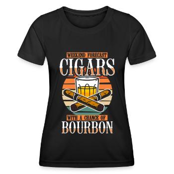 Bourbon Cigares Whisky Cigares Lounge Lovers - T-shirt sport Femme - noir - Devant - AI Model Female 172 light (172cm)