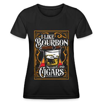 Bourbon Cigares Whisky Cigares Lounge Lovers - T-shirt sport Femme - noir - Devant - AI Model Female 172 light (172cm)