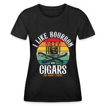 Bourbon Cigares Whisky Cigares Lounge Lovers - T-shirt sport Femme - noir - Devant - AI Model Female 172 light (172cm)
