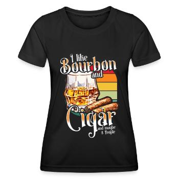 Bourbon Cigares Whisky Cigares Lounge Lovers - T-shirt sport Femme - noir - Devant - AI Model Female 172 light (172cm)