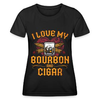 Bourbon Cigares Whisky Cigares Lounge Lovers - T-shirt sport Femme - noir - Devant - AI Model Female 172 light (172cm)