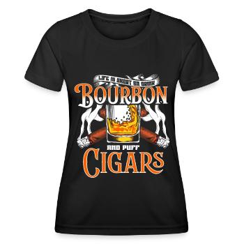 Bourbon Cigares Whisky Cigares Lounge Lovers - T-shirt sport Femme - noir - Devant - AI Model Female 172 light (172cm)