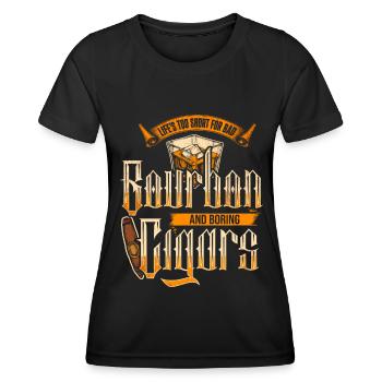 Bourbon Cigares Whisky Cigares Lounge Lovers - T-shirt sport Femme - noir - Devant - AI Model Female 172 light (172cm)