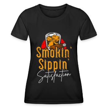 Bourbon Cigares Whisky Cigares Lounge Lovers - T-shirt sport Femme - noir - Devant - AI Model Female 172 light (172cm)