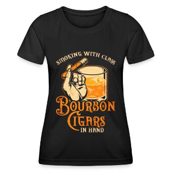 Bourbon Cigares Whisky Cigares Lounge Lovers - T-shirt sport Femme - noir - Devant - AI Model Female 172 light (172cm)