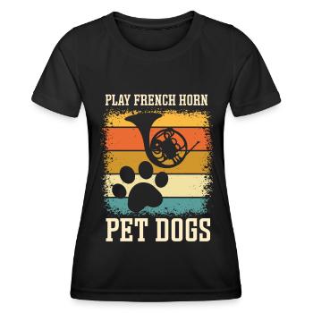 Französischer Hornhund -Spieler Hornist Messing - Frauen Funktions-T-Shirt - Schwarz - Vorne - AI Model Female 172 light (172cm)