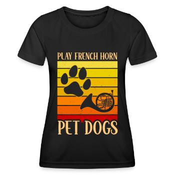 Französischer Hornhund -Spieler Hornist Messing - Frauen Funktions-T-Shirt - Schwarz - Vorne - AI Model Female 172 light (172cm)