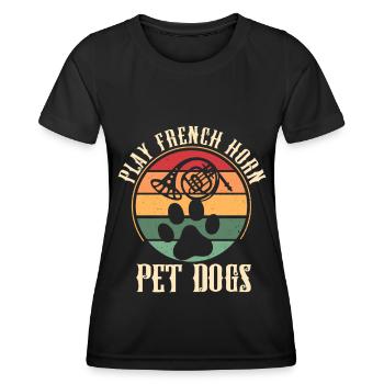 Français Hornhound joueur Hornist en laiton - T-shirt sport Femme - noir - Devant - AI Model Female 172 light (172cm)