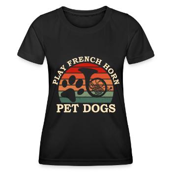 Français Hornhound joueur Hornist en laiton - T-shirt sport Femme - noir - Devant - AI Model Female 172 light (172cm)