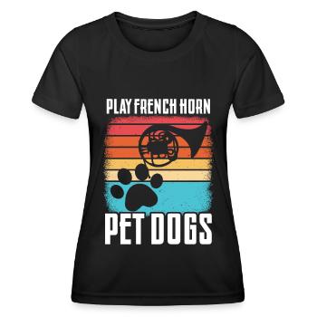 Französischer Hornhund -Spieler Hornist Messing - Frauen Funktions-T-Shirt - Schwarz - Vorne - AI Model Female 172 light (172cm)