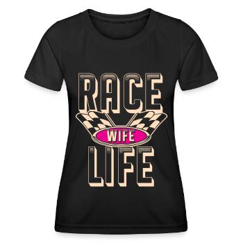 course femme course citations voiture pilote - T-shirt sport Femme - noir - Devant - AI Model Female 172 light (172cm)