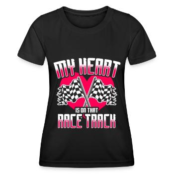 course femme course citations voiture pilote - T-shirt sport Femme - noir - Devant - AI Model Female 172 light (172cm)