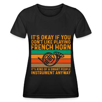 Französischer Horn -Spieler Hornist Messing Musik - Frauen Funktions-T-Shirt - Schwarz - Vorne - AI Model Female 172 light (172cm)