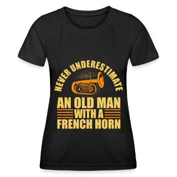 Französischer Horn -Spieler Hornist Messing Musik - Frauen Funktions-T-Shirt - Schwarz - Vorne - AI Model Female 172 light (172cm)