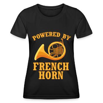 Französischer Horn -Spieler Hornist Messing Musik - Frauen Funktions-T-Shirt - Schwarz - Vorne - AI Model Female 172 light (172cm)