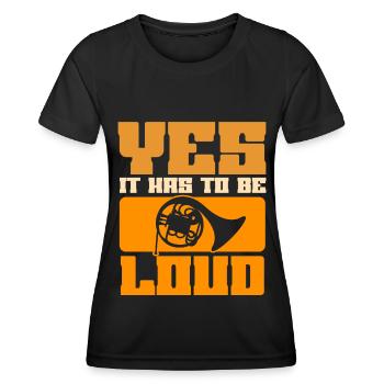 Französischer Horn -Spieler Hornist Messing Musik - Frauen Funktions-T-Shirt - Schwarz - Vorne - AI Model Female 172 light (172cm)
