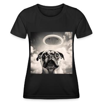 Selfie Mops Ufo Hund Lustige Alien Ufo - Frauen Funktions-T-Shirt - Schwarz - Vorne - AI Model Female 172 light (172cm)