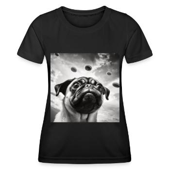 Selfie Mops Ufo Hund Lustige Alien Ufo - Frauen Funktions-T-Shirt - Schwarz - Vorne - AI Model Female 172 light (172cm)