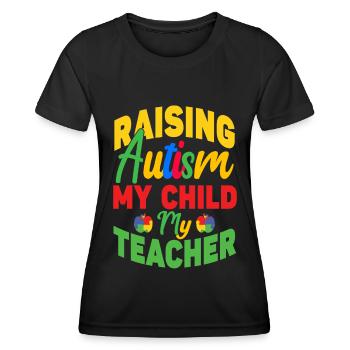 Soutien à la sensibilisation à l’autisme - T-shirt sport Femme - noir - Devant - AI Model Female 172 light (172cm)