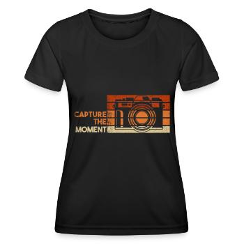 Photography - Photo shoot for photo camera. - Women's Functional T-Shirt - black - Front - AI Model Female 172 light (172cm)