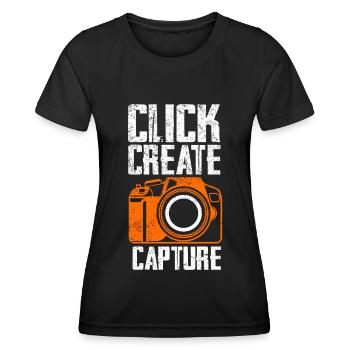 Photography - Photo shoot for photo camera. - Women's Functional T-Shirt - black - Front - AI Model Female 172 light (172cm)