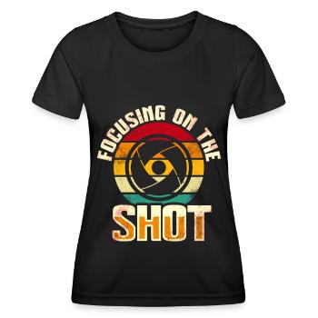 Photography - Photo shoot for photo camera. - Women's Functional T-Shirt - black - Front - AI Model Female 172 light (172cm)