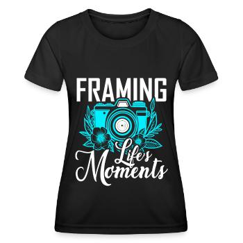 Photography - Photo shoot for photo camera. - Women's Functional T-Shirt - black - Front - AI Model Female 172 light (172cm)