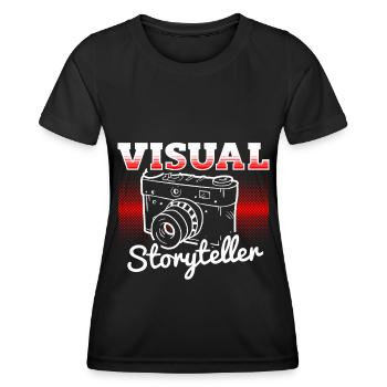 Photography - Photo shoot for photo camera. - Women's Functional T-Shirt - black - Front - AI Model Female 172 light (172cm)