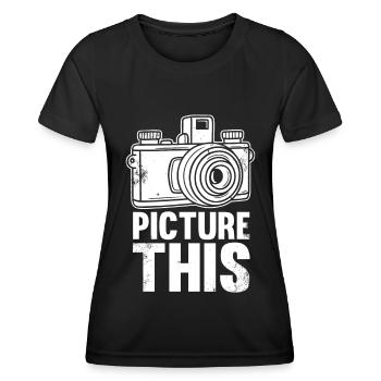 Photography - Photo shoot for photo camera. - Women's Functional T-Shirt - black - Front - AI Model Female 172 light (172cm)