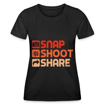 Photography - Photo shoot for photo camera. - Women's Functional T-Shirt - black - Front - AI Model Female 172 light (172cm)