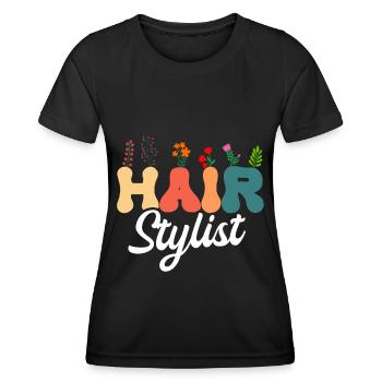 Hairstylist Hair Salon Kosmetologie - Frauen Funktions-T-Shirt - Schwarz - Vorne - AI Model Female 172 light (172cm)